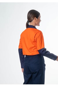 Hi Vis Day Domed Work Shirt - Cotton - orange/navy