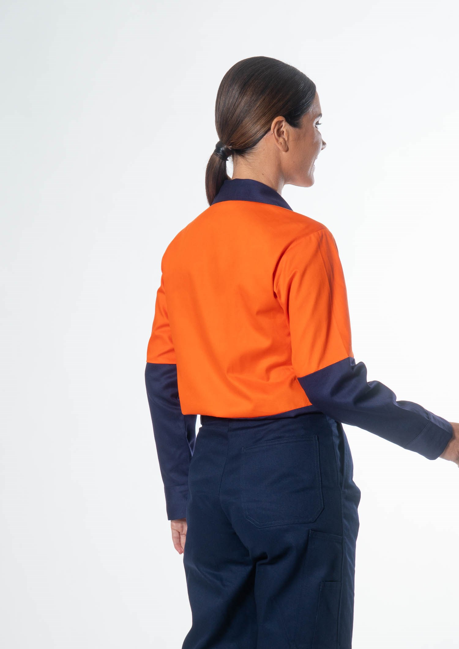 Hi Vis Day Domed Work Shirt - Cotton - orange/navy