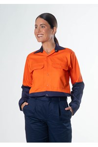 Hi Vis Day Domed Work Shirt - Cotton - orange/navy