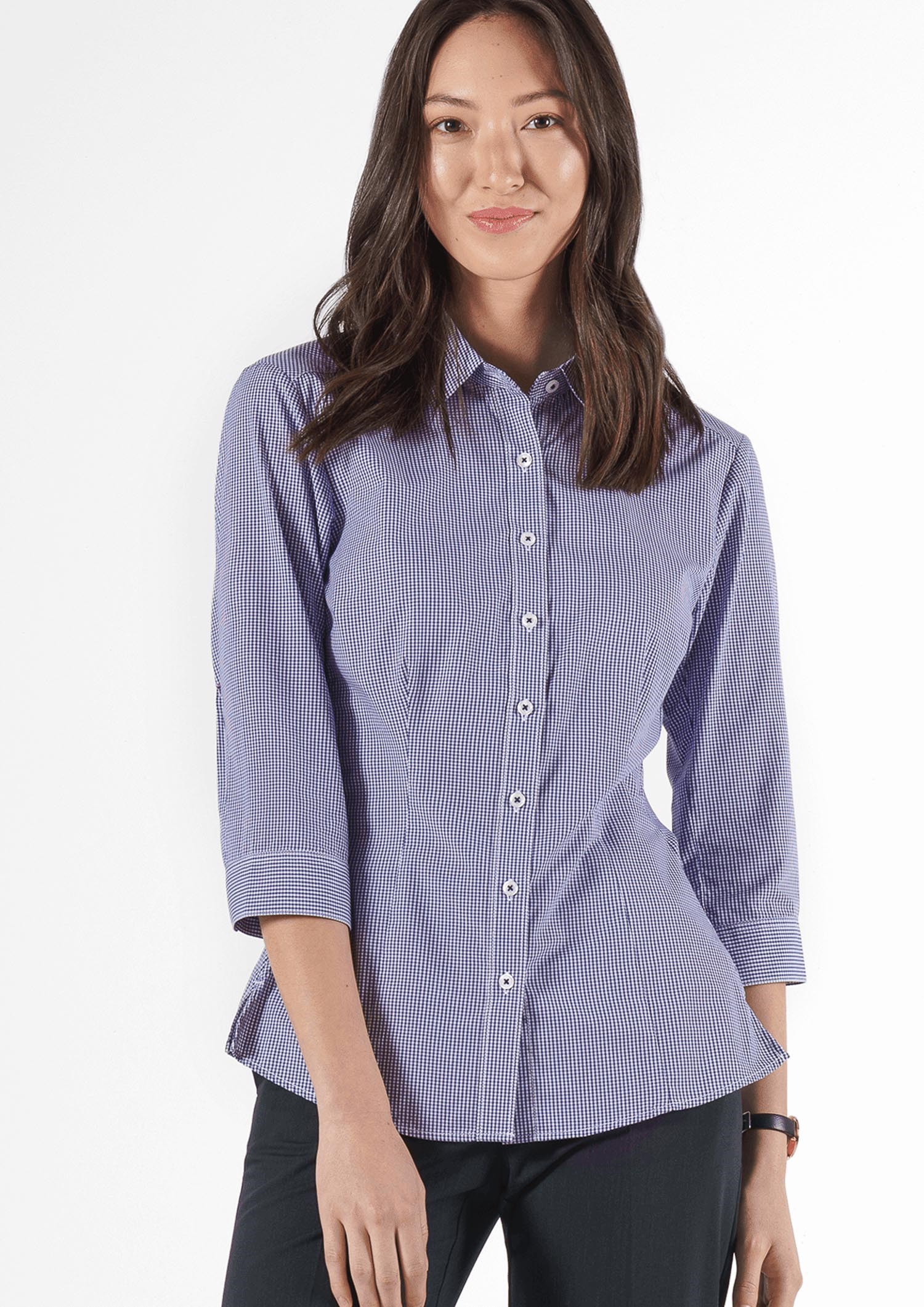 Cambridge Women's 3/4 Sleeve Shirt - navy/white