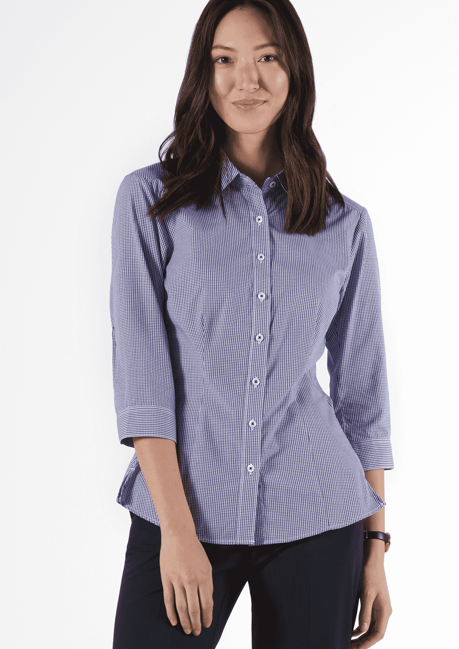 Cambridge Women's 3/4 Sleeve Shirt - navy/white