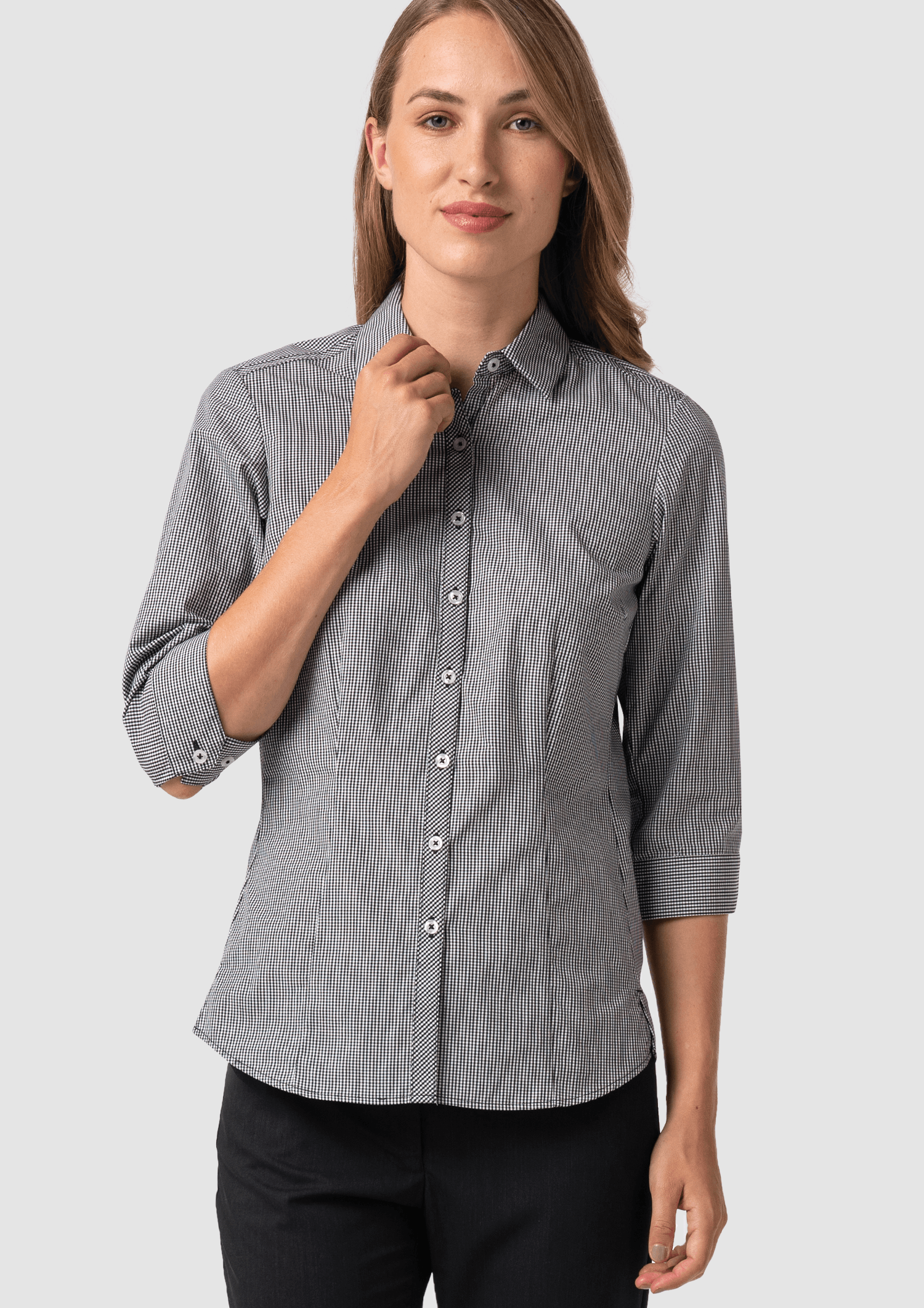 Cambridge Women's 3/4 Sleeve Shirt - black/white