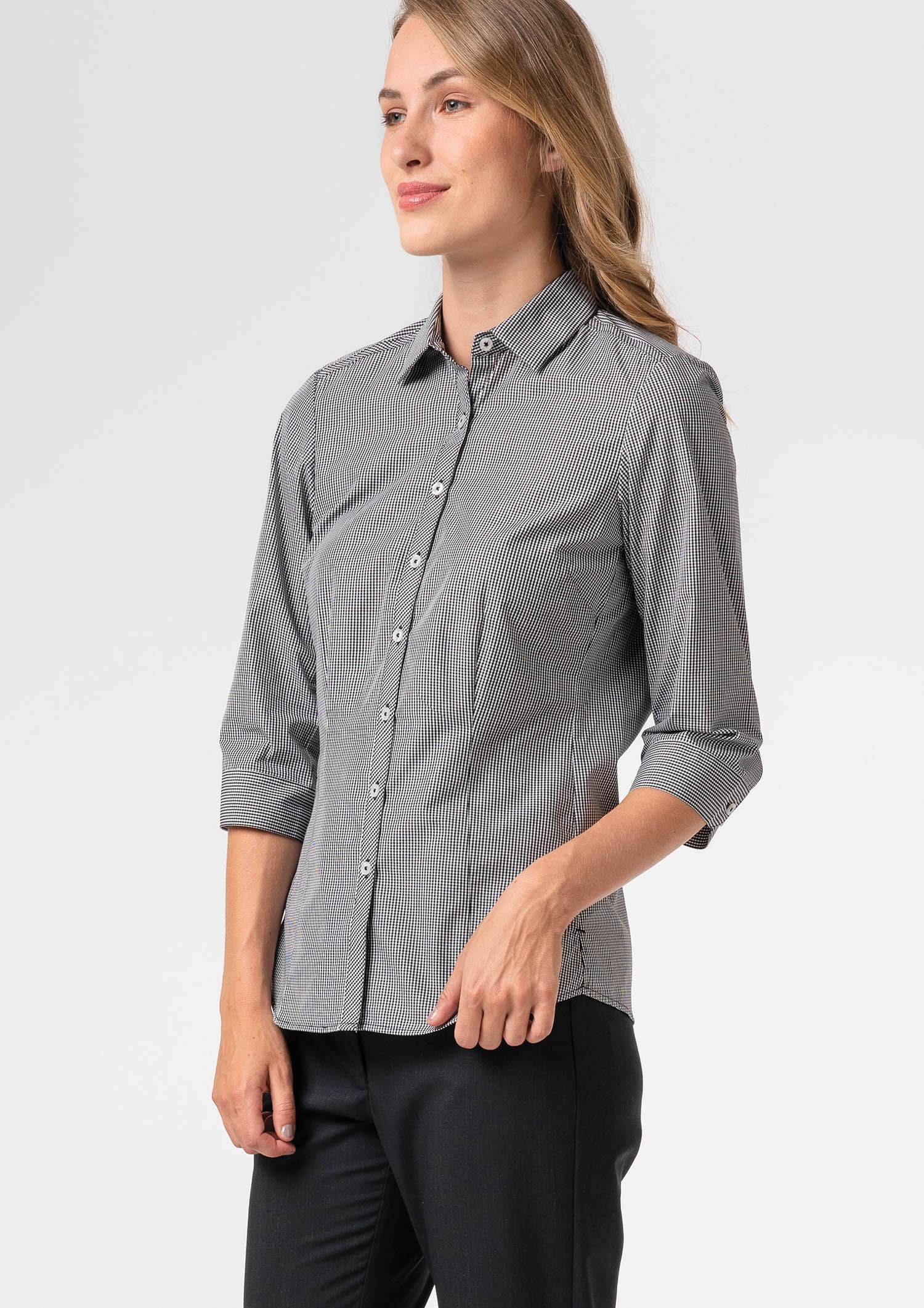 Cambridge Women's 3/4 Sleeve Shirt - black/white
