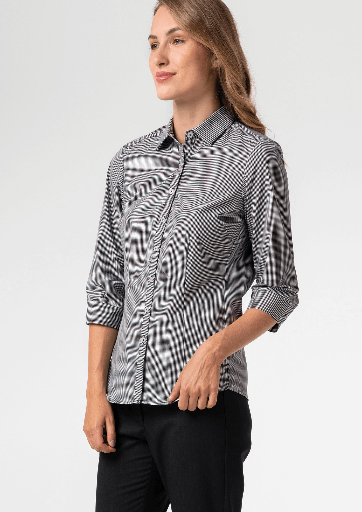 Cambridge Women's 3/4 Sleeve Shirt - black/white