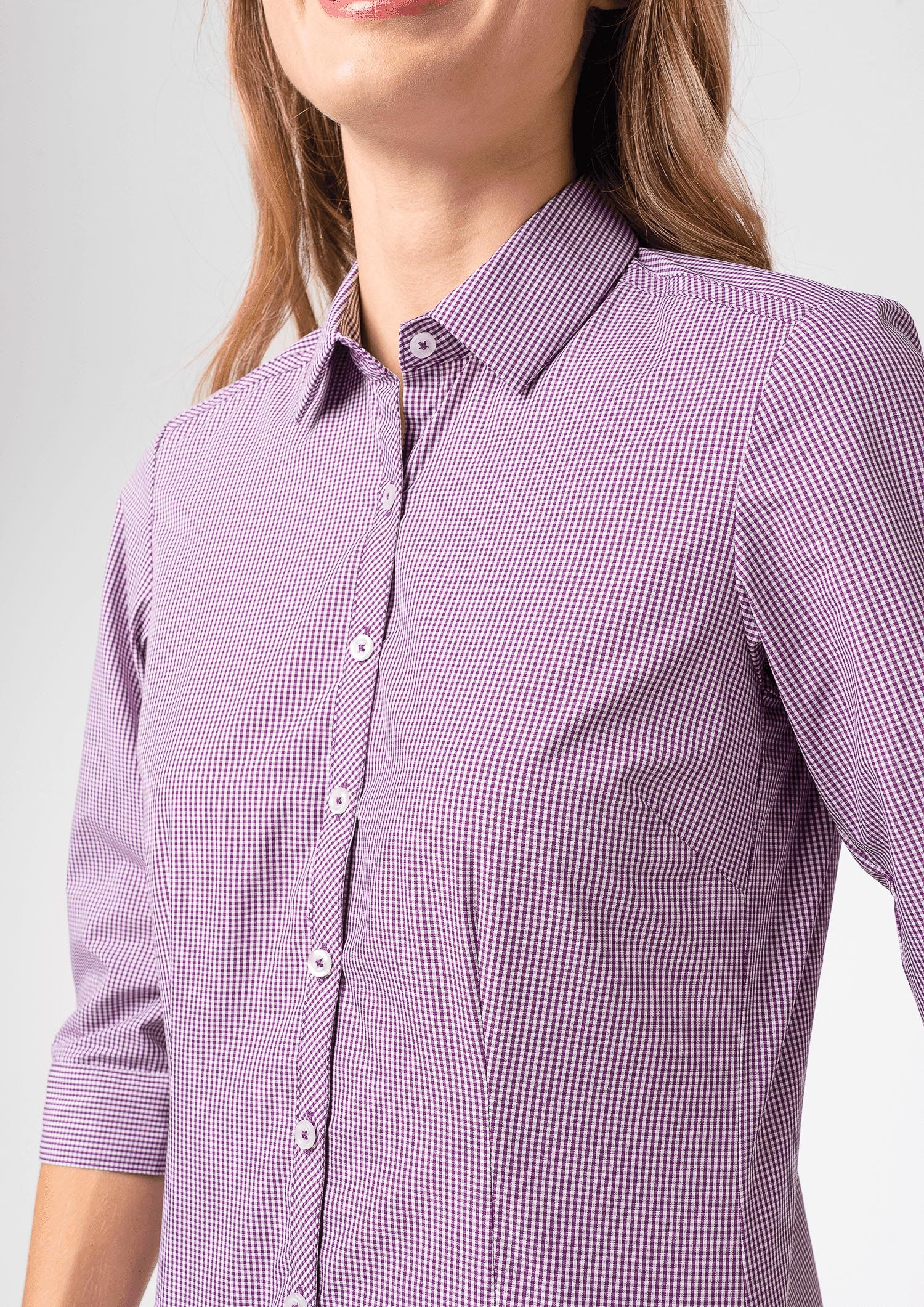 Cambridge Women's 3/4 Sleeve Shirt - purple/white