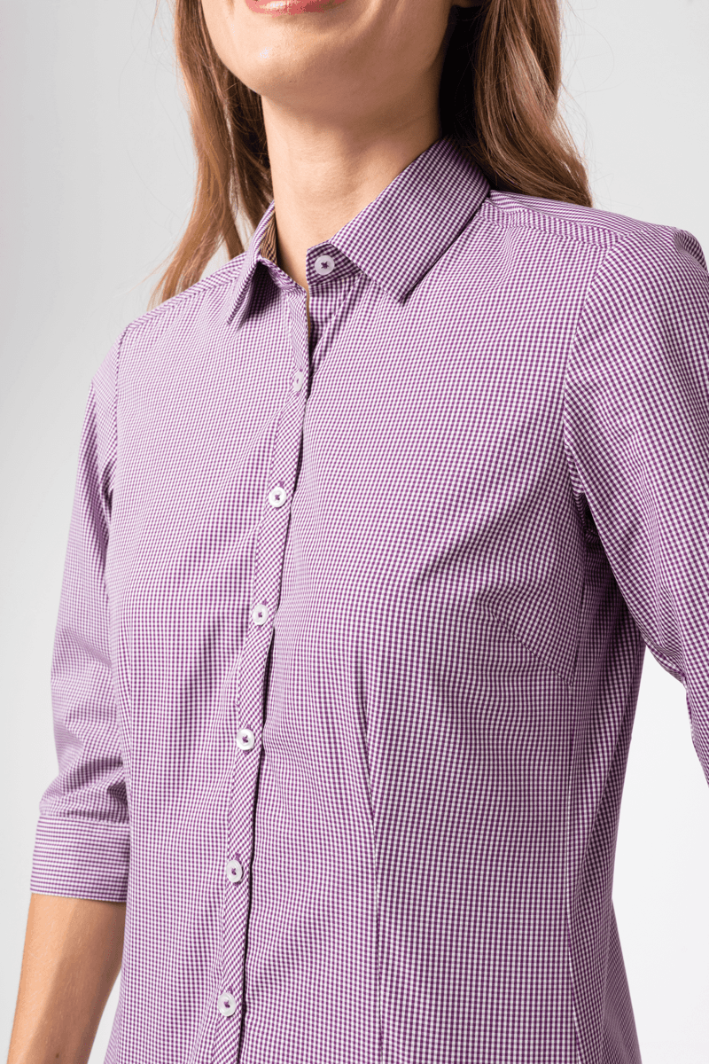 Cambridge Women's 3/4 Sleeve Shirt - purple/white