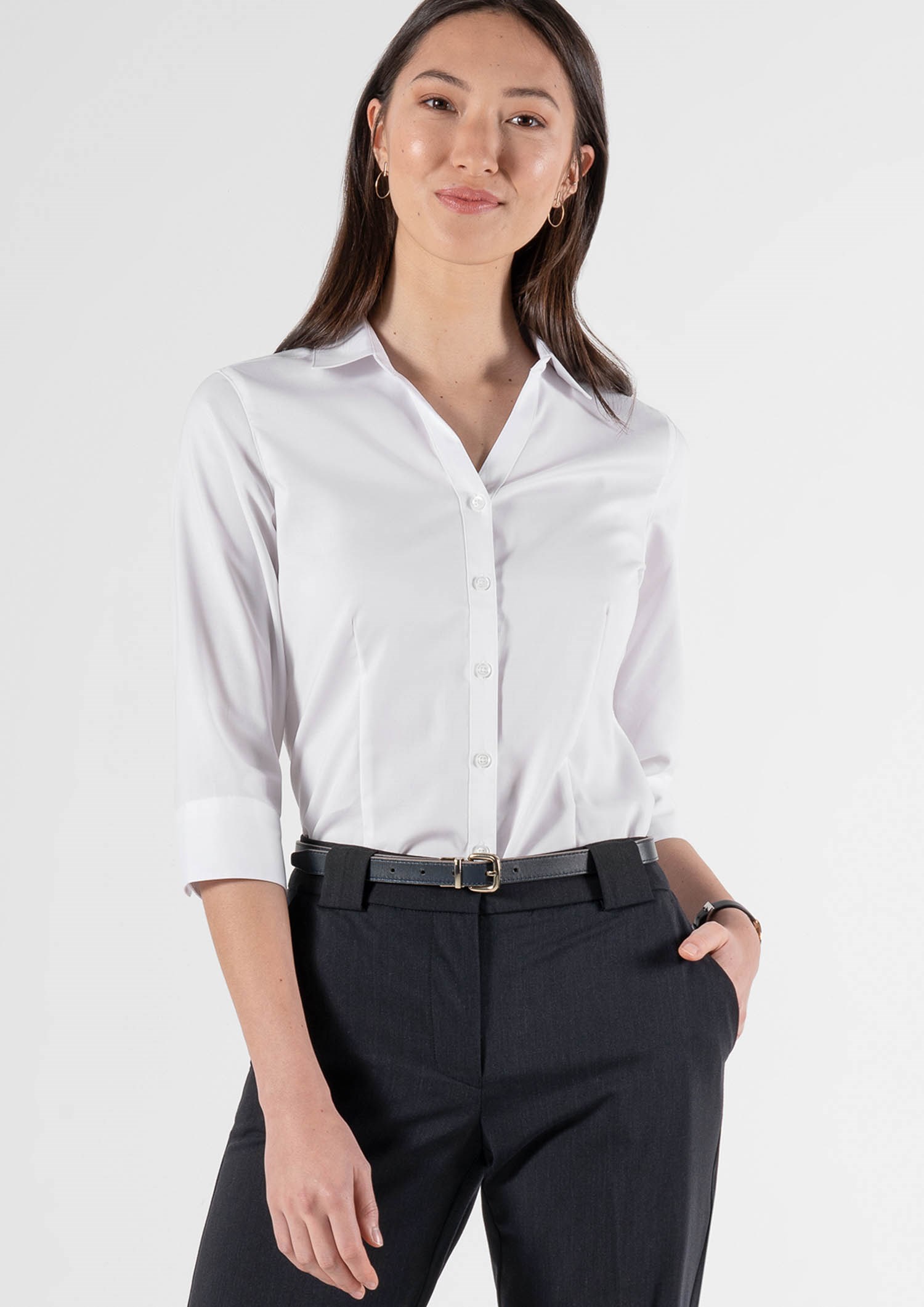 Oxford Women's 3/4 Sleeve Shirt - white