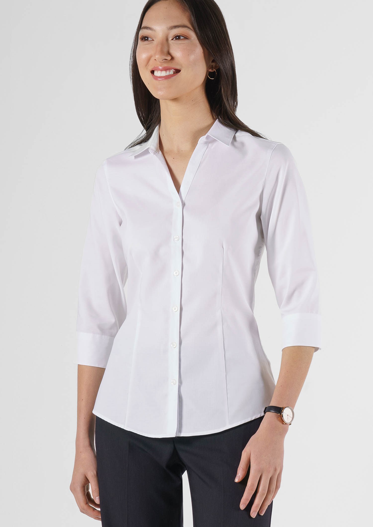 Oxford Women's 3/4 Sleeve Shirt - white