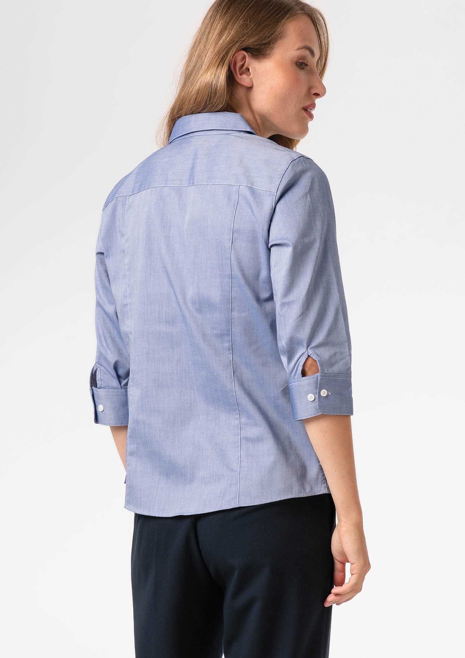 Oxford Women's 3/4 Sleeve Shirt - indigo
