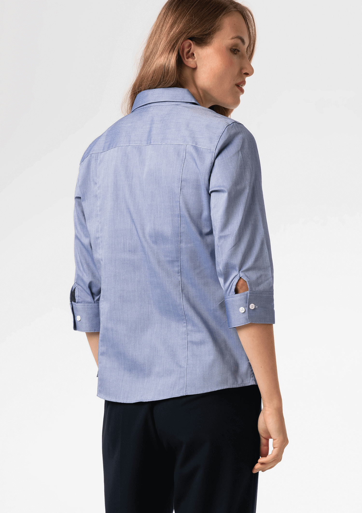 Oxford Women's 3/4 Sleeve Shirt - indigo