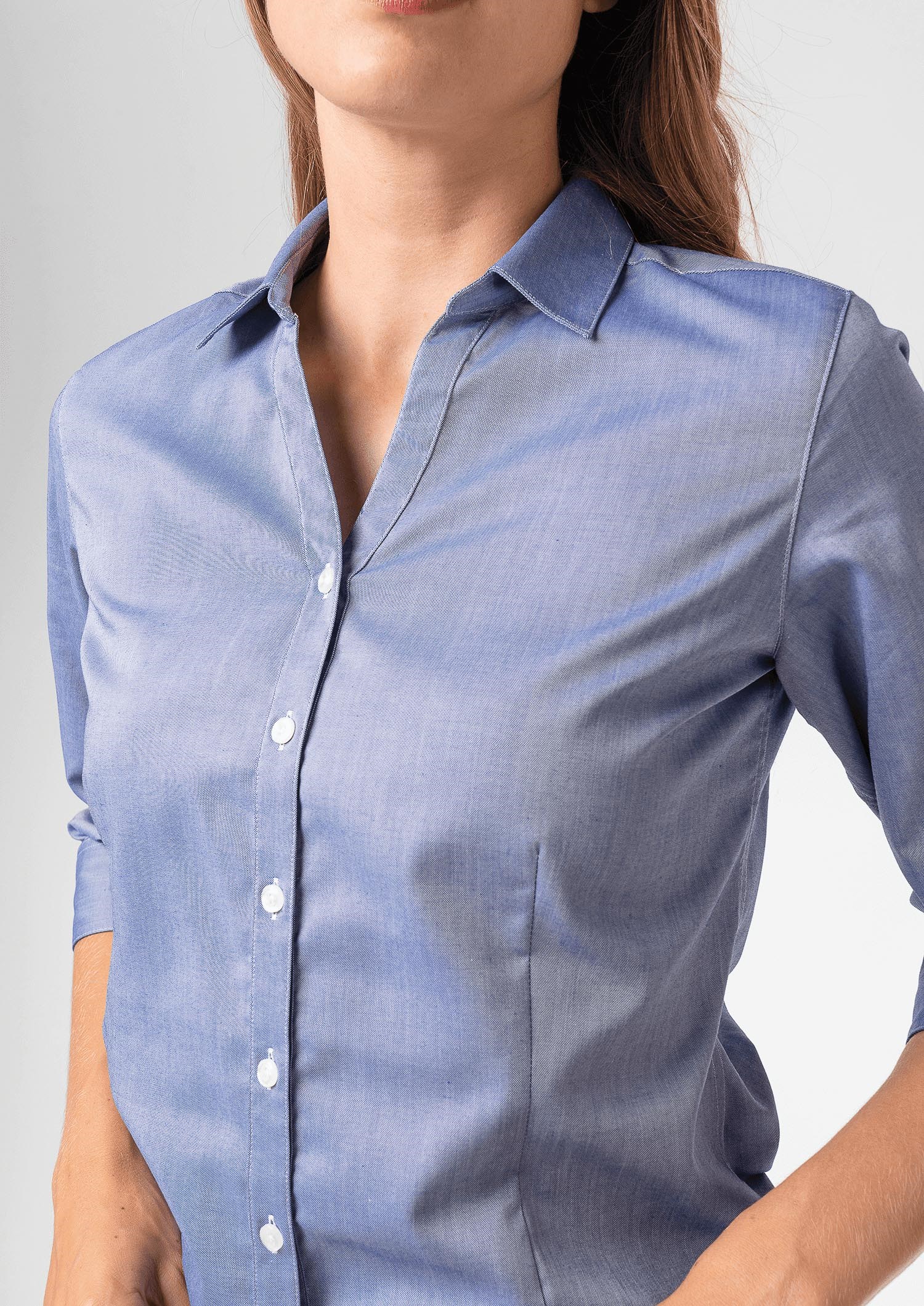 Oxford Women's 3/4 Sleeve Shirt - indigo