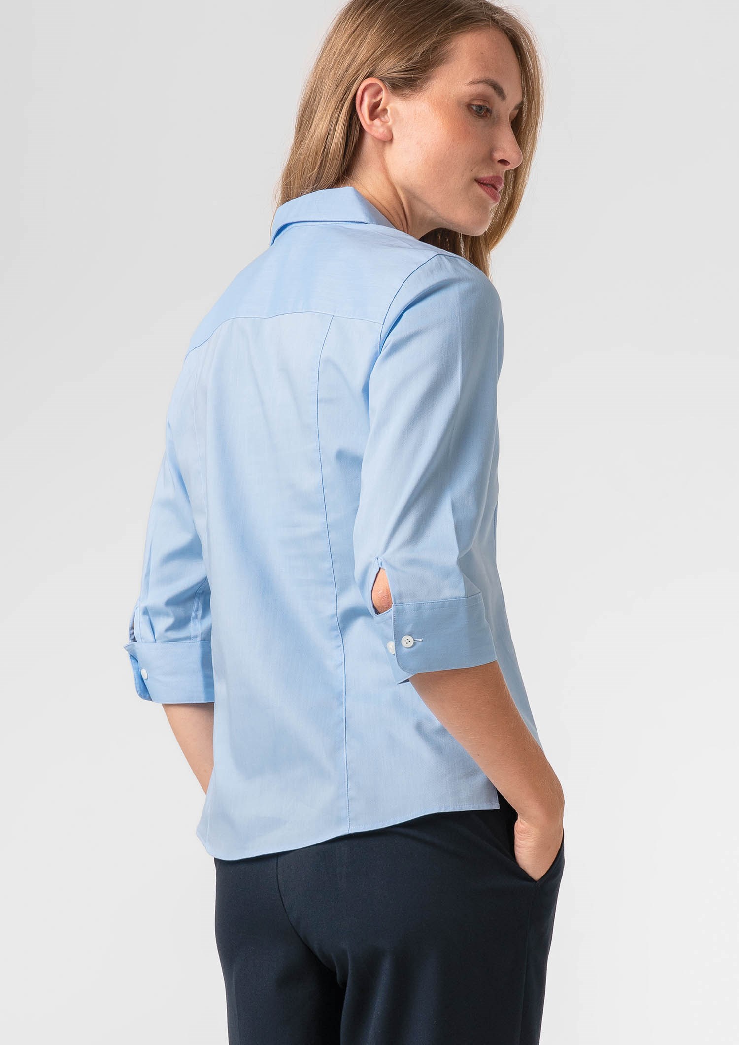 Oxford Women's 3/4 Sleeve Shirt - sky blue