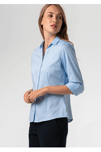 Oxford Women's 3/4 Sleeve Shirt - sky blue