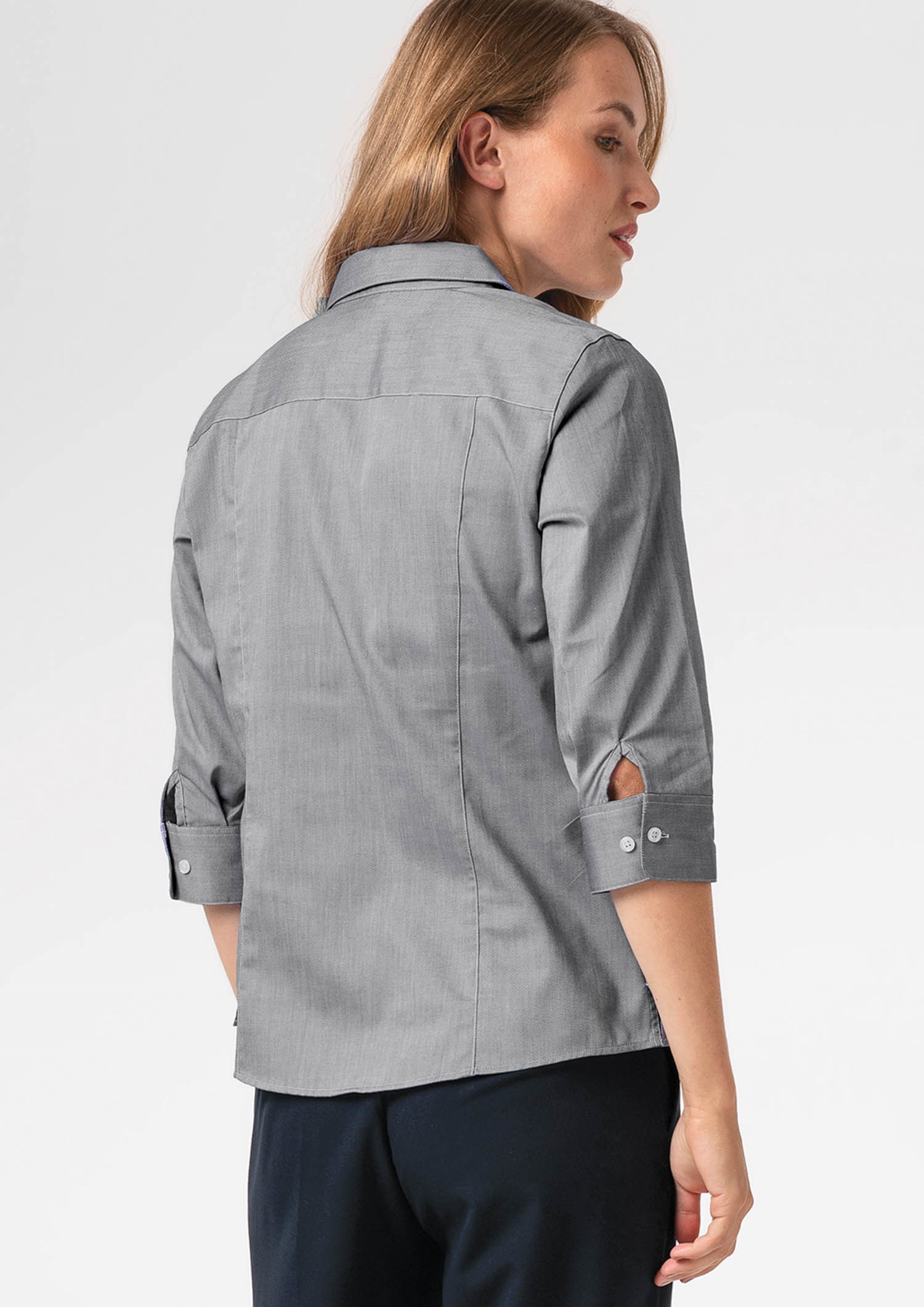 Oxford Women's 3/4 Sleeve Shirt - silver grey