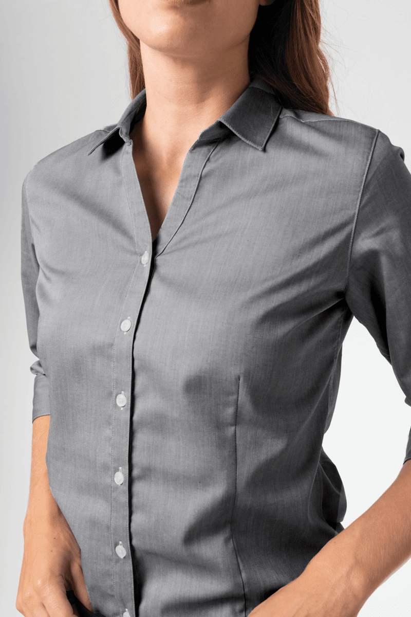 Oxford Women's 3/4 Sleeve Shirt - silver grey