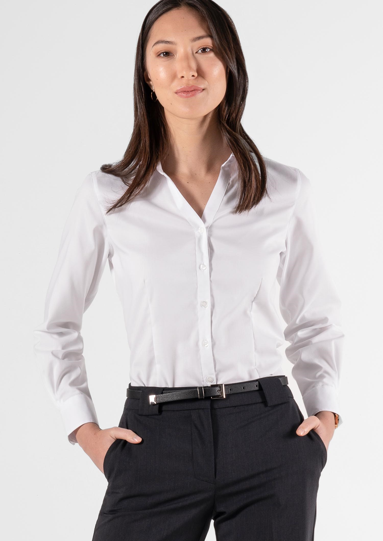 Oxford Women's Long Sleeve Shirt - white