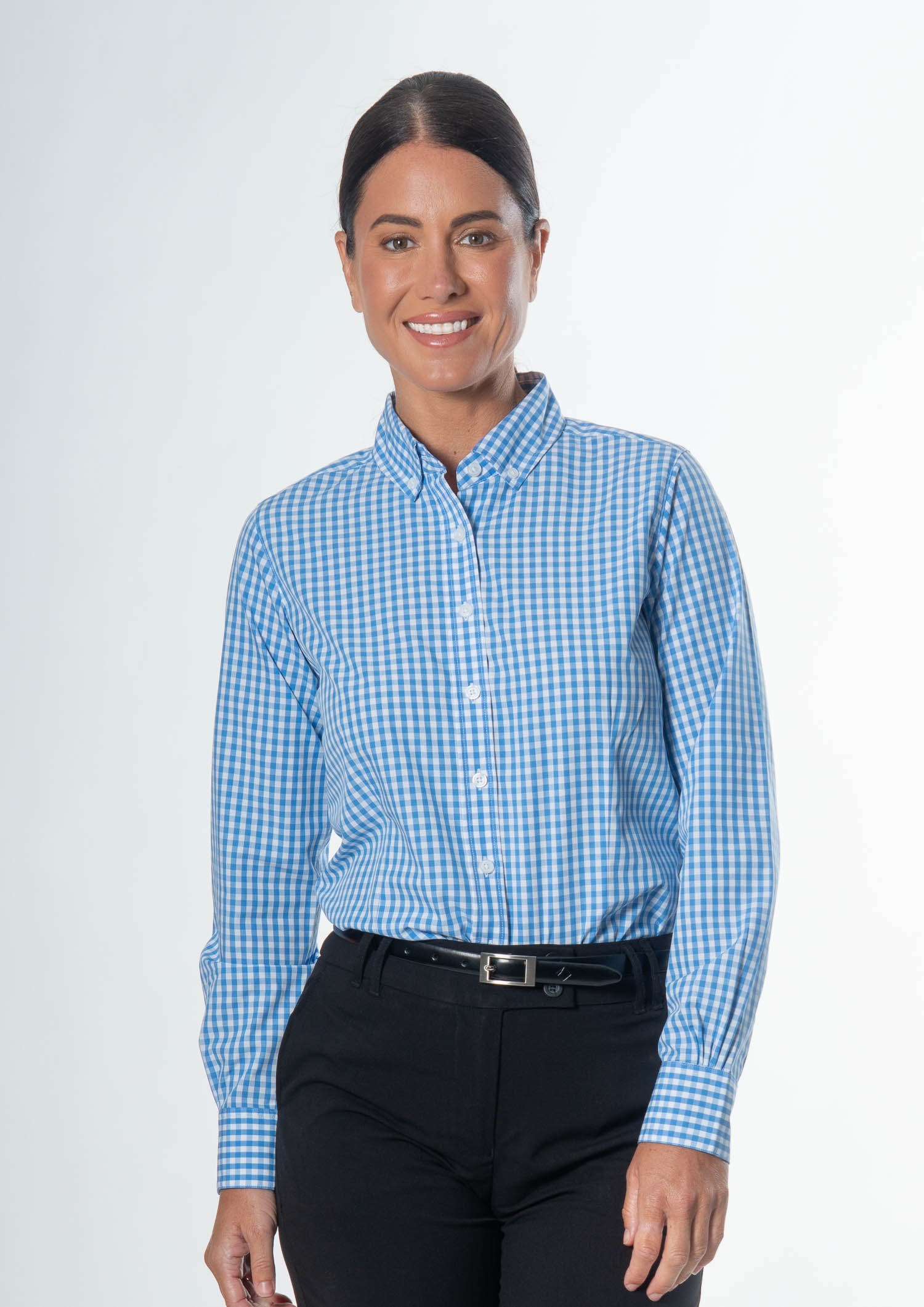 Gloucester Women's Long Sleeve Shirt - light blue/white