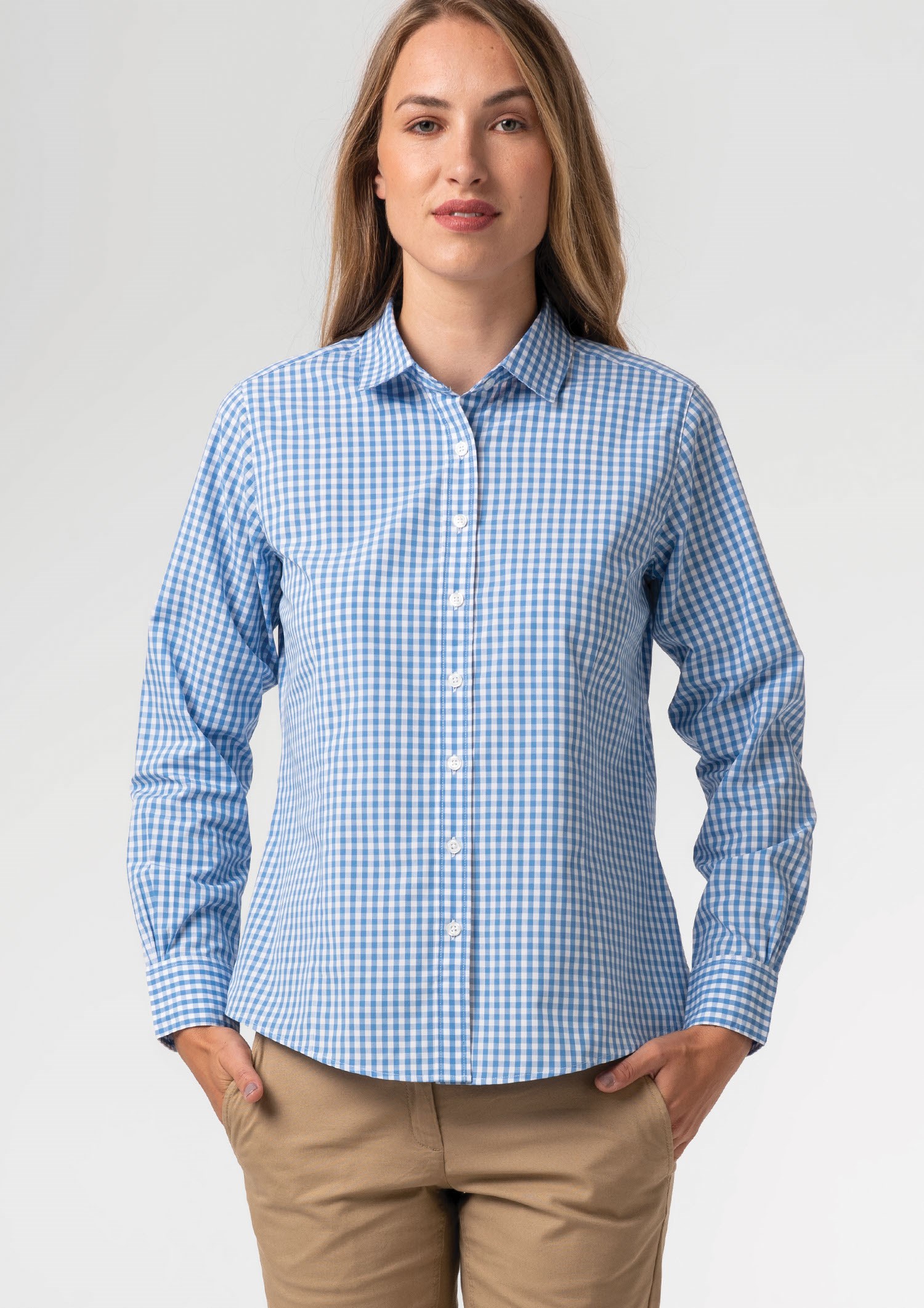 Gloucester Women's Long Sleeve Shirt - light blue/white