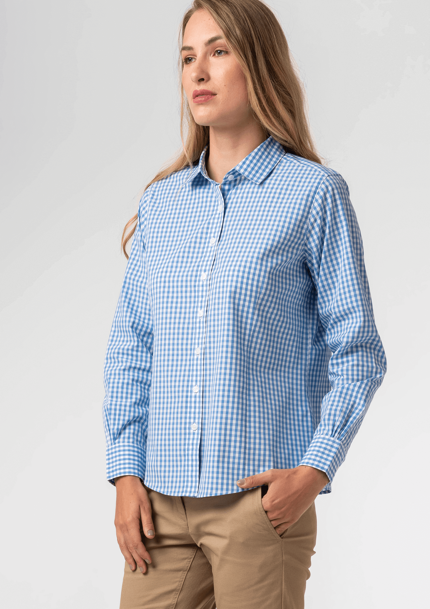 Gloucester Women's Long Sleeve Shirt - light blue/white