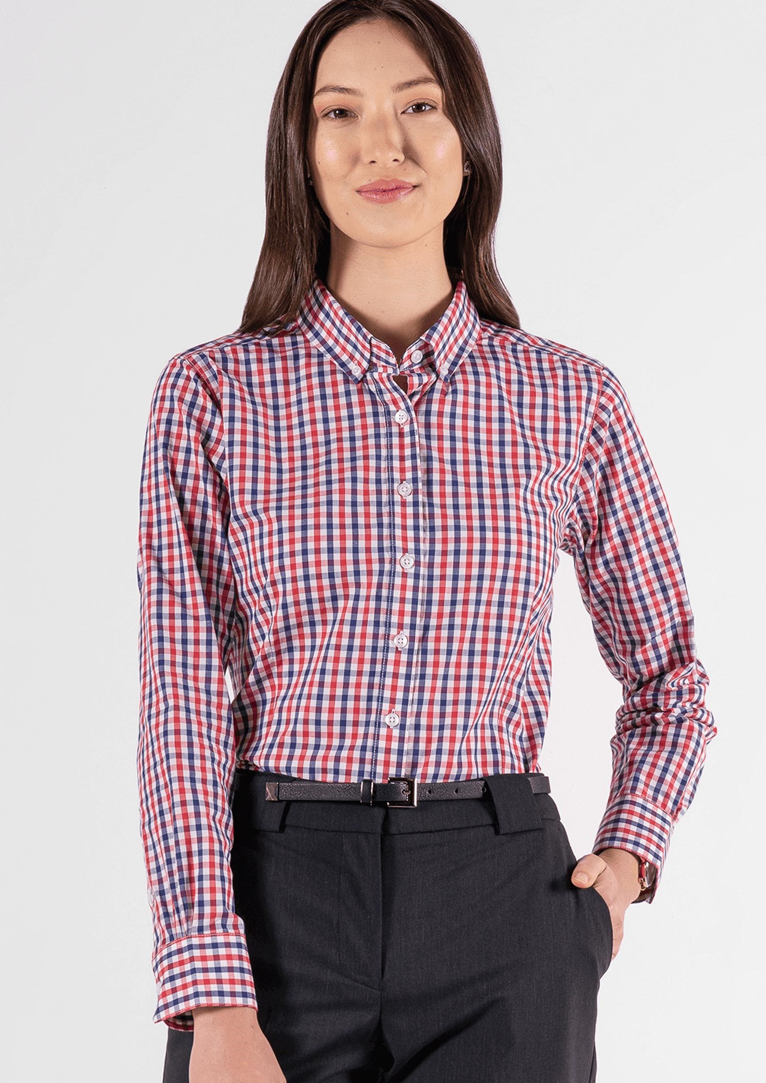 Gloucester Women's Long Sleeve Shirt - red/navy/white