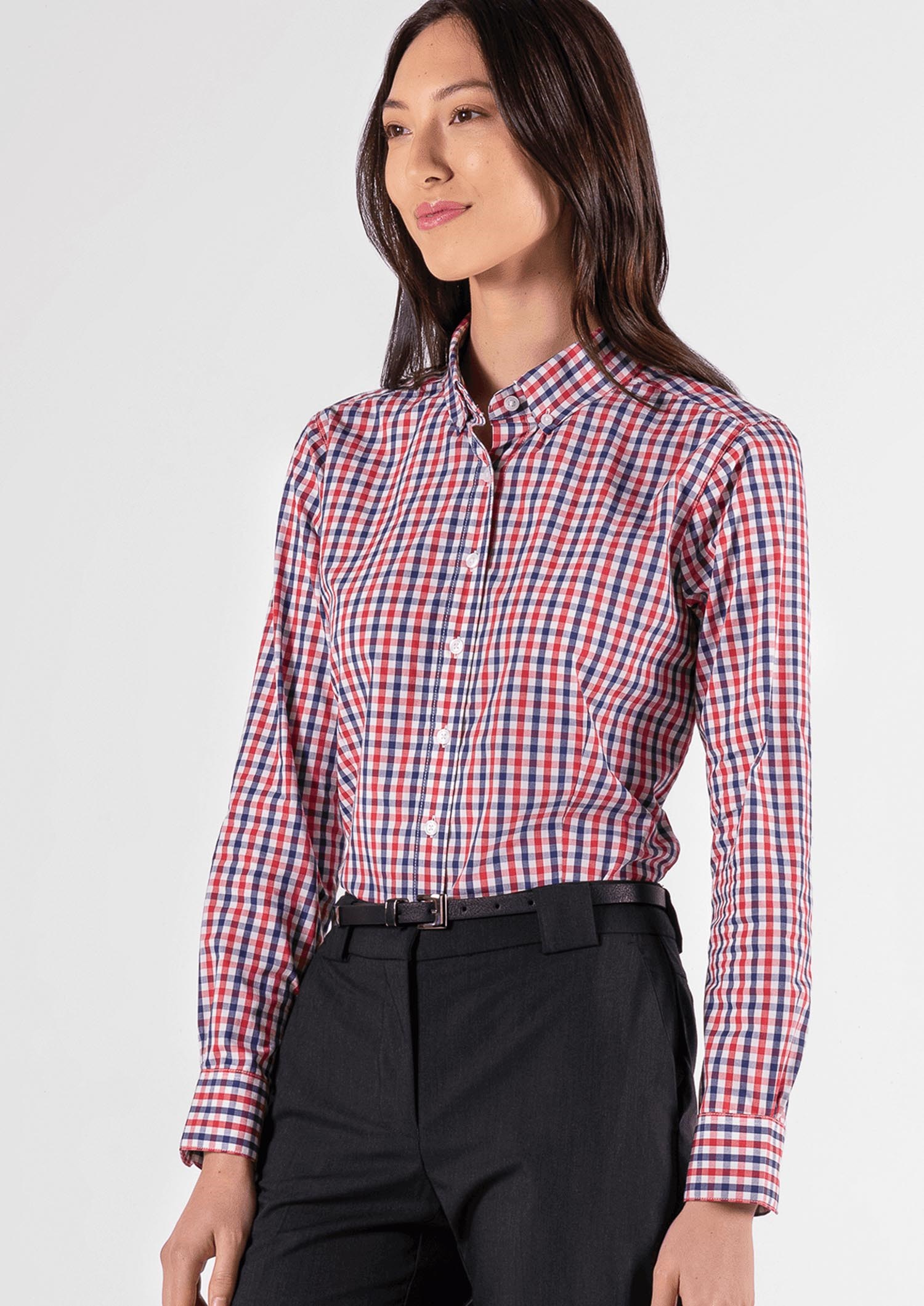 Gloucester Women's Long Sleeve Shirt - red/navy/white