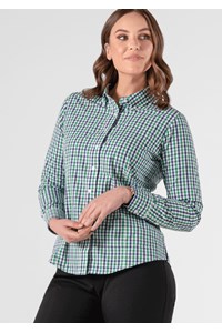 Gloucester Women's Long Sleeve Shirt - green/navy/white