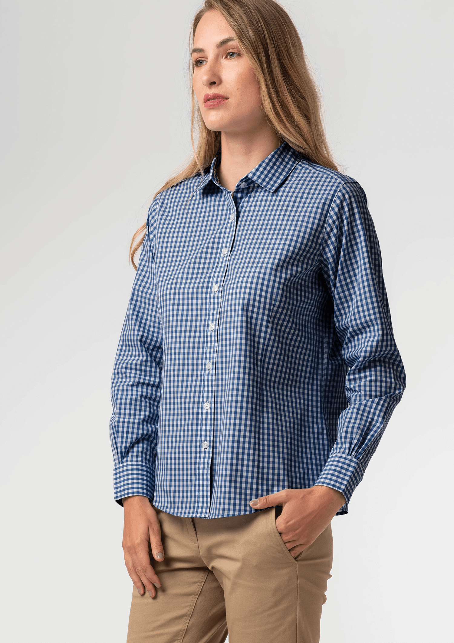 Gloucester Women's Long Sleeve Shirt - royal/white