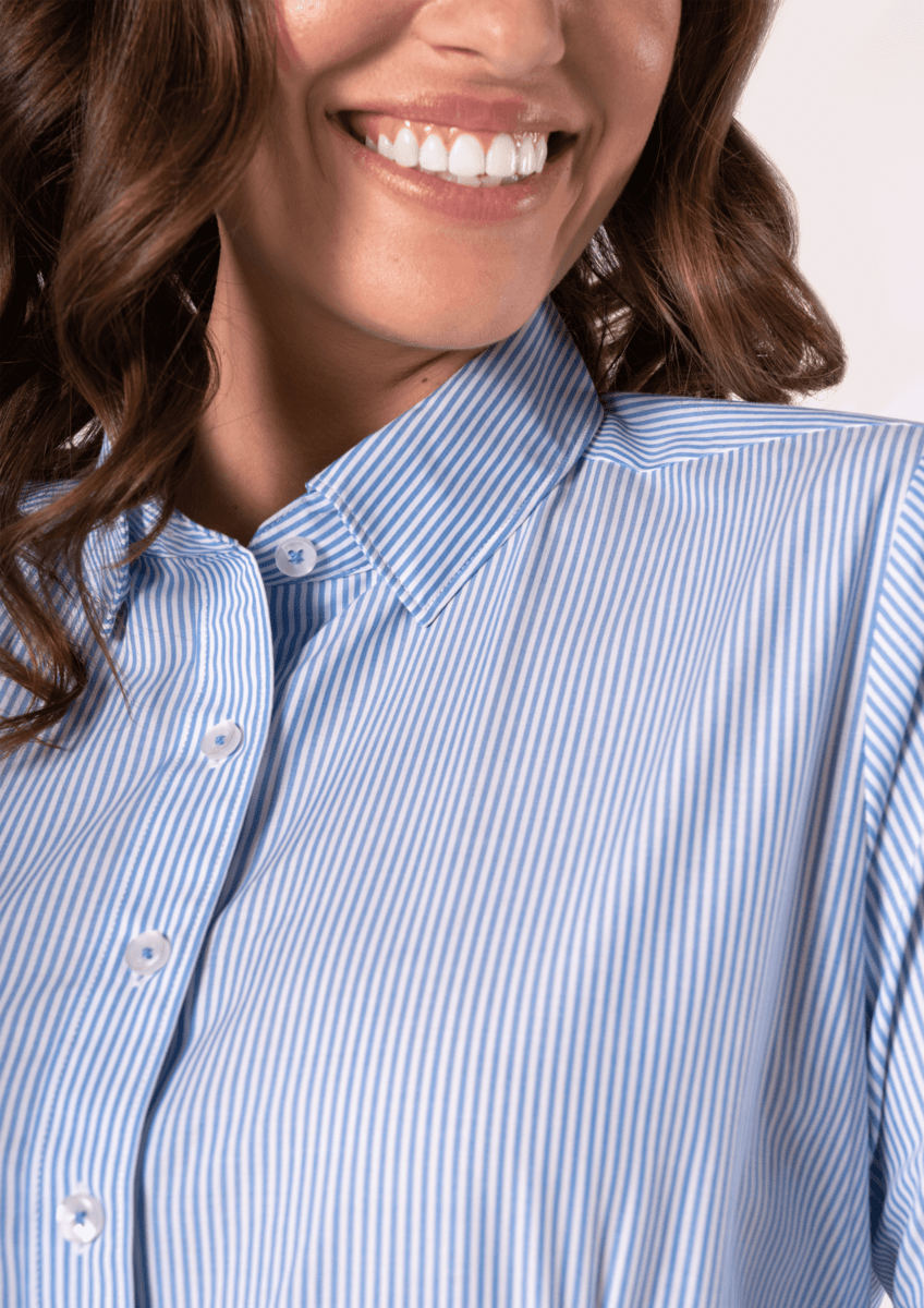 Richmond Women's Long Sleeve Shirt - mid blue/white