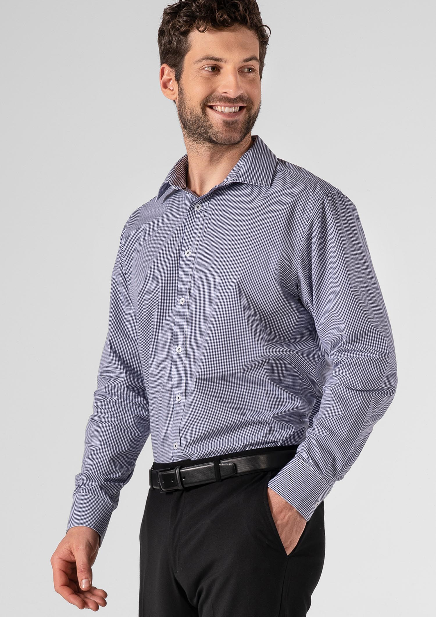 Cambridge Men's Long Sleeve Shirt - navy/white