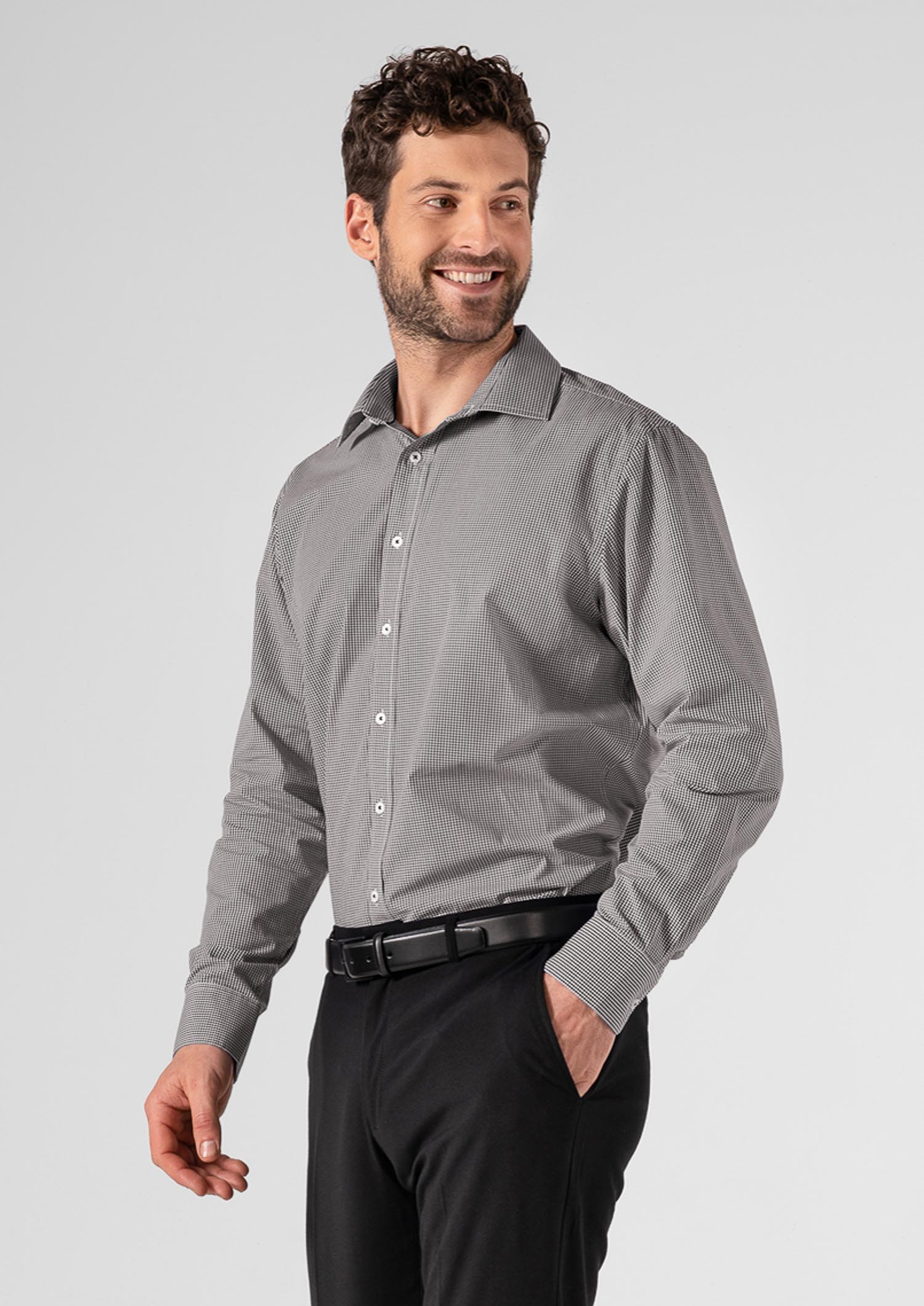 Cambridge Men's Long Sleeve Shirt - black/white