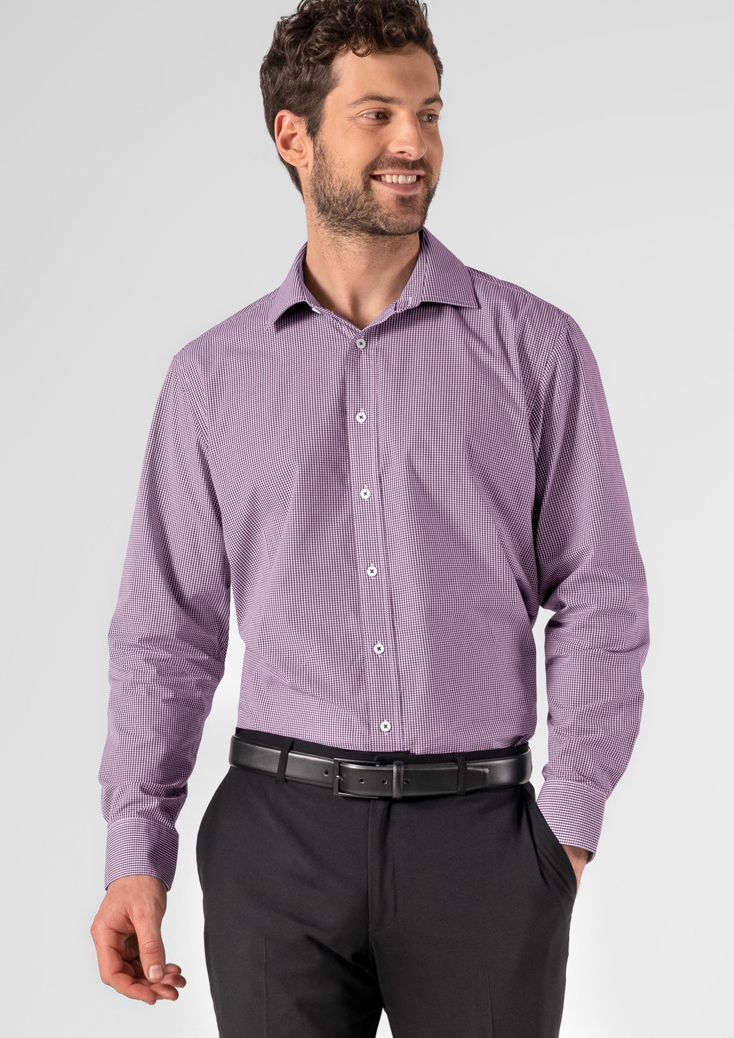 Cambridge Men's Long Sleeve Shirt - purple/white