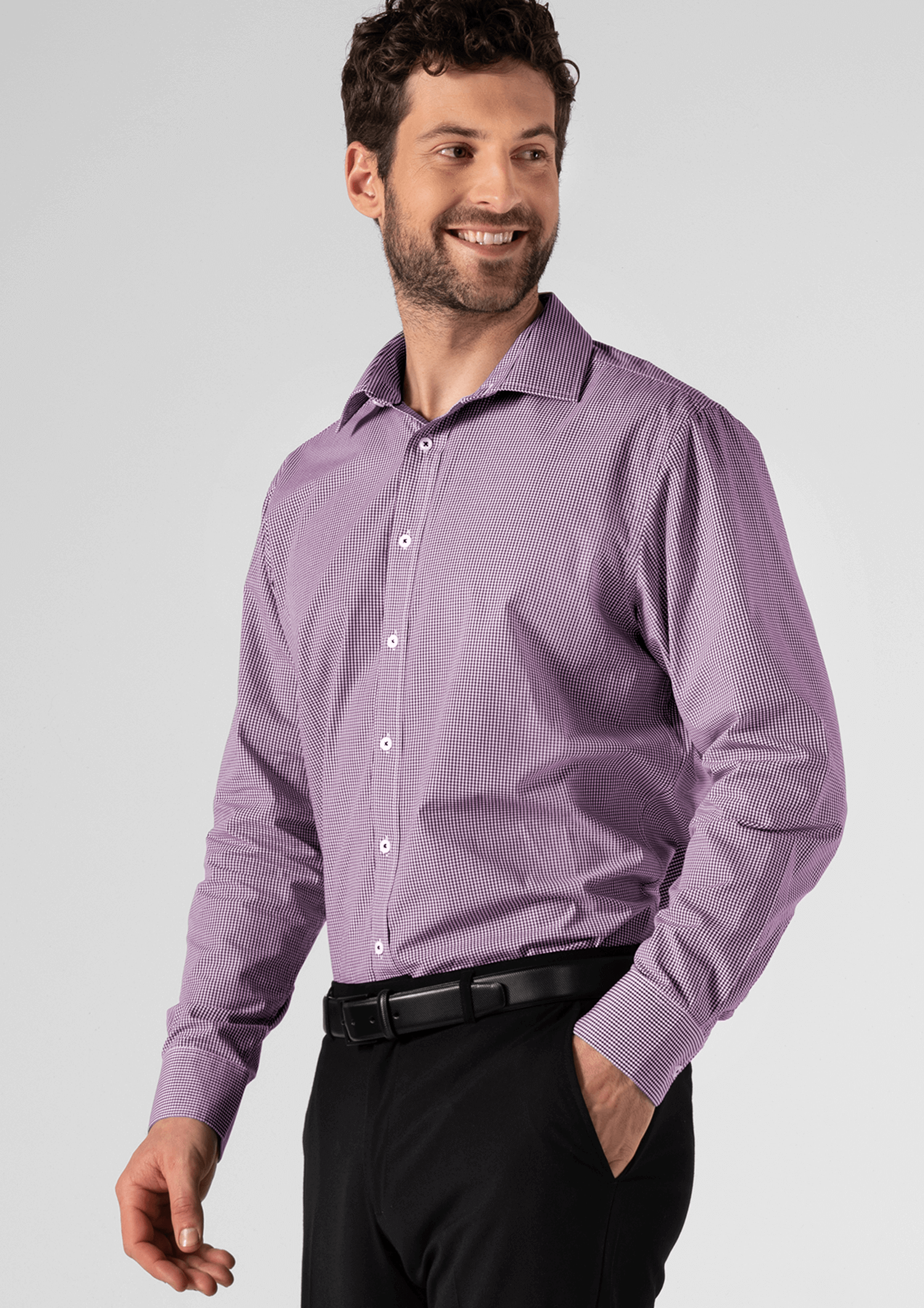 Cambridge Men's Long Sleeve Shirt - purple/white