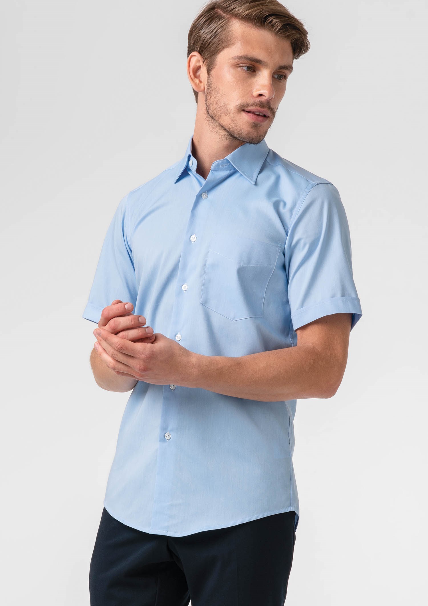 Oxford Men's Short Sleeve Shirt - sky blue