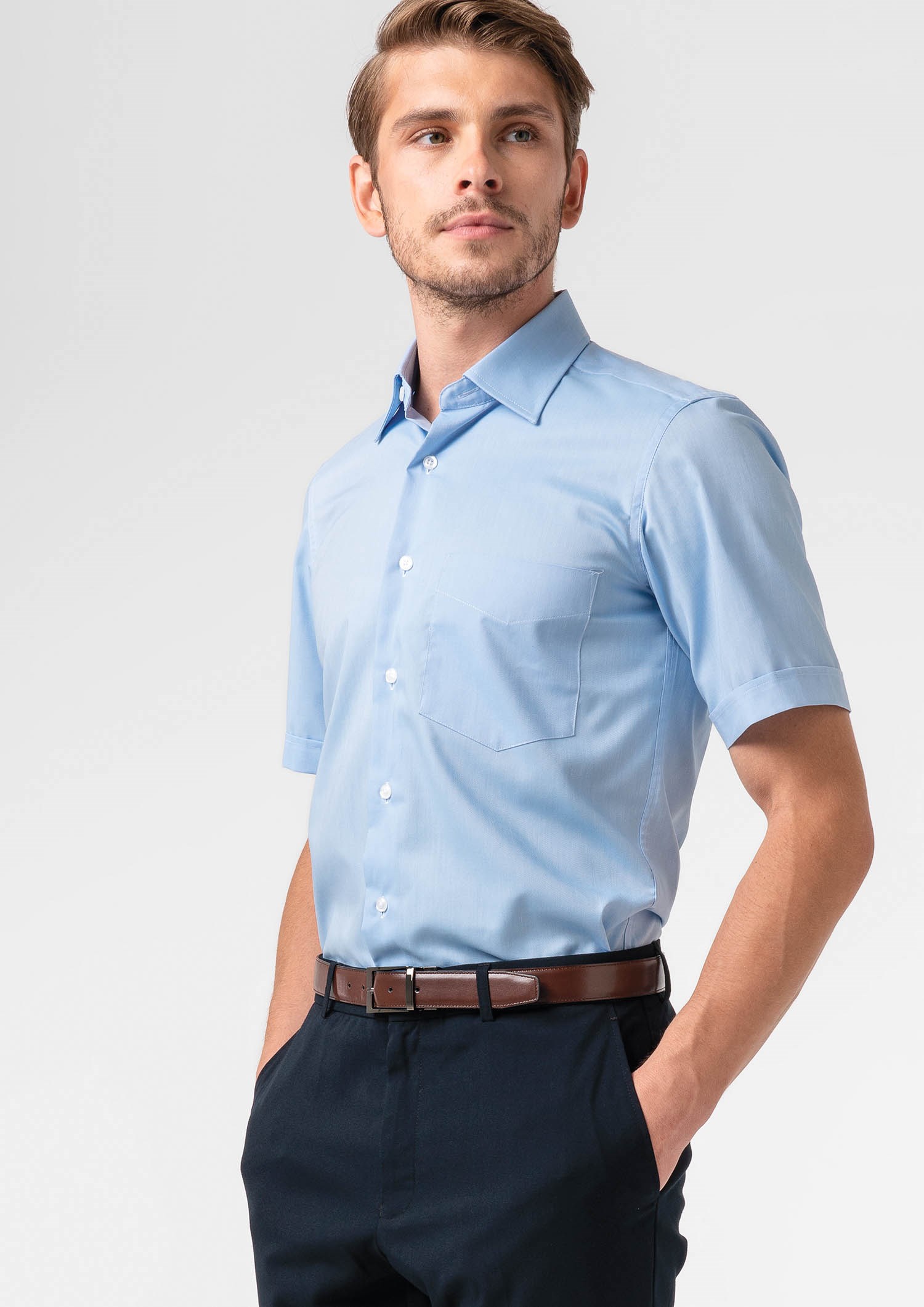 Oxford Men's Short Sleeve Shirt - sky blue