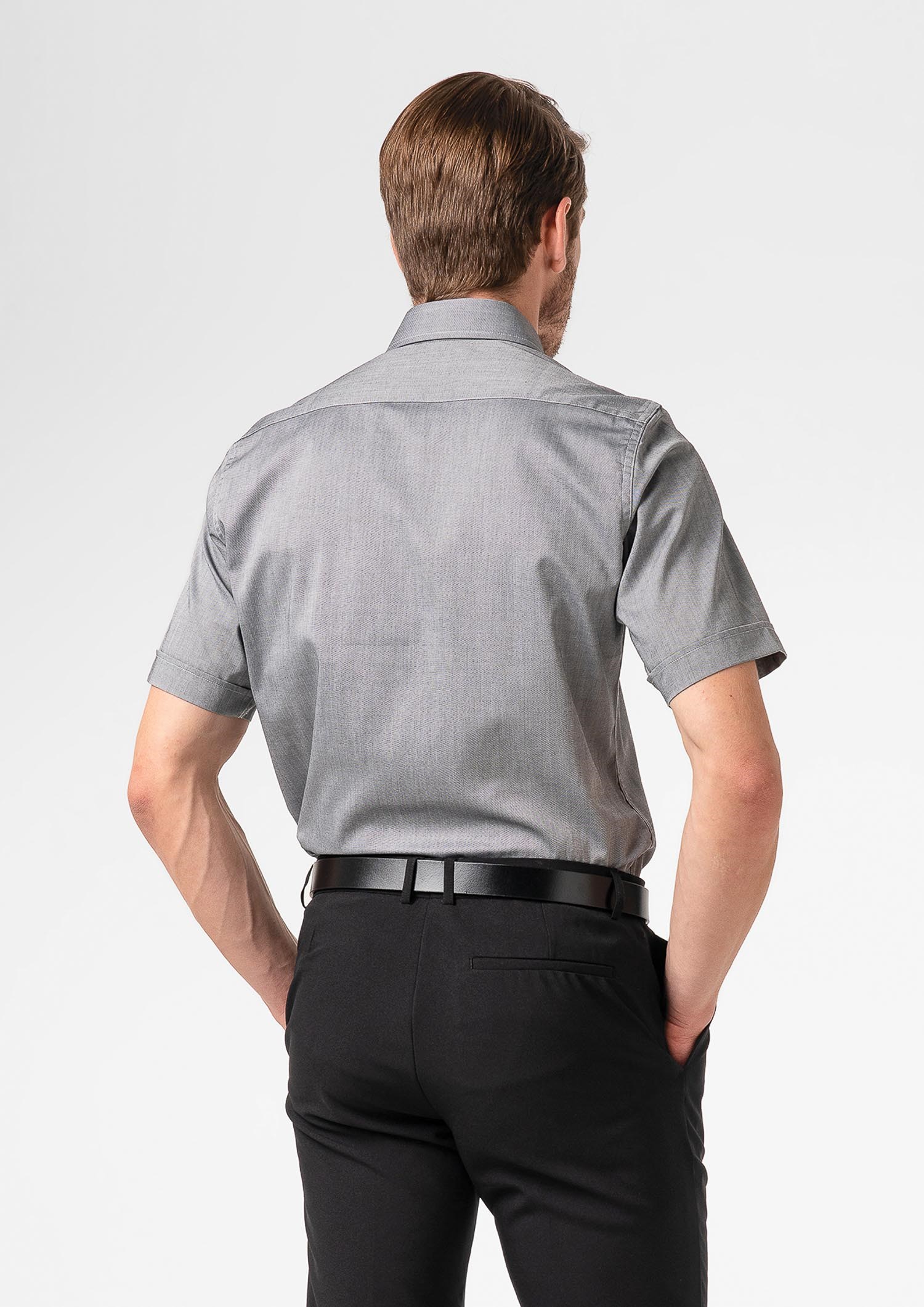 Oxford Men's Short Sleeve Shirt - silver grey