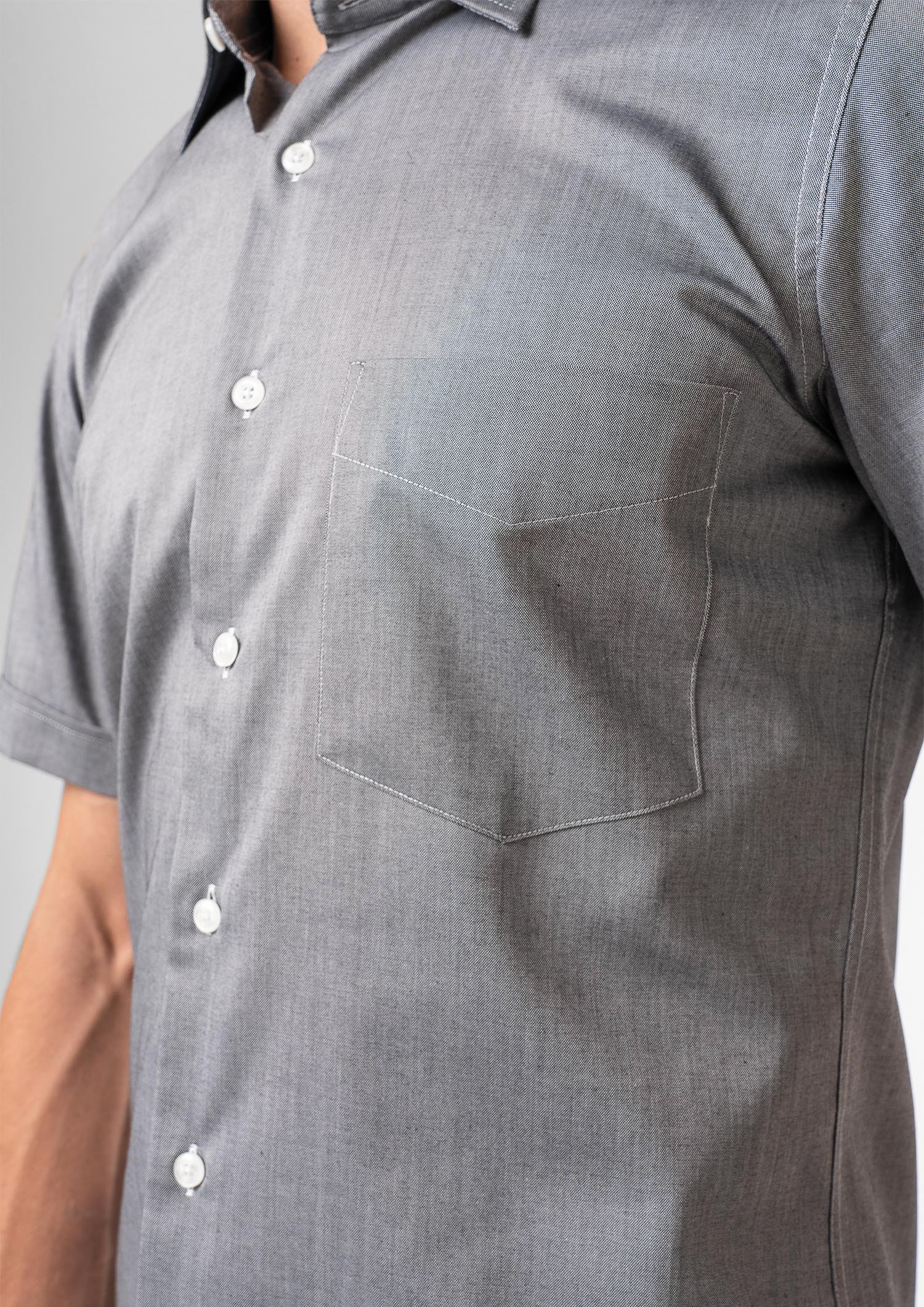 Oxford Men's Short Sleeve Shirt - silver grey