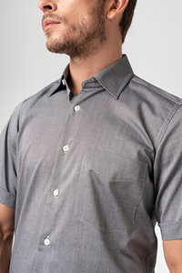 Oxford Men's Short Sleeve Shirt - silver grey
