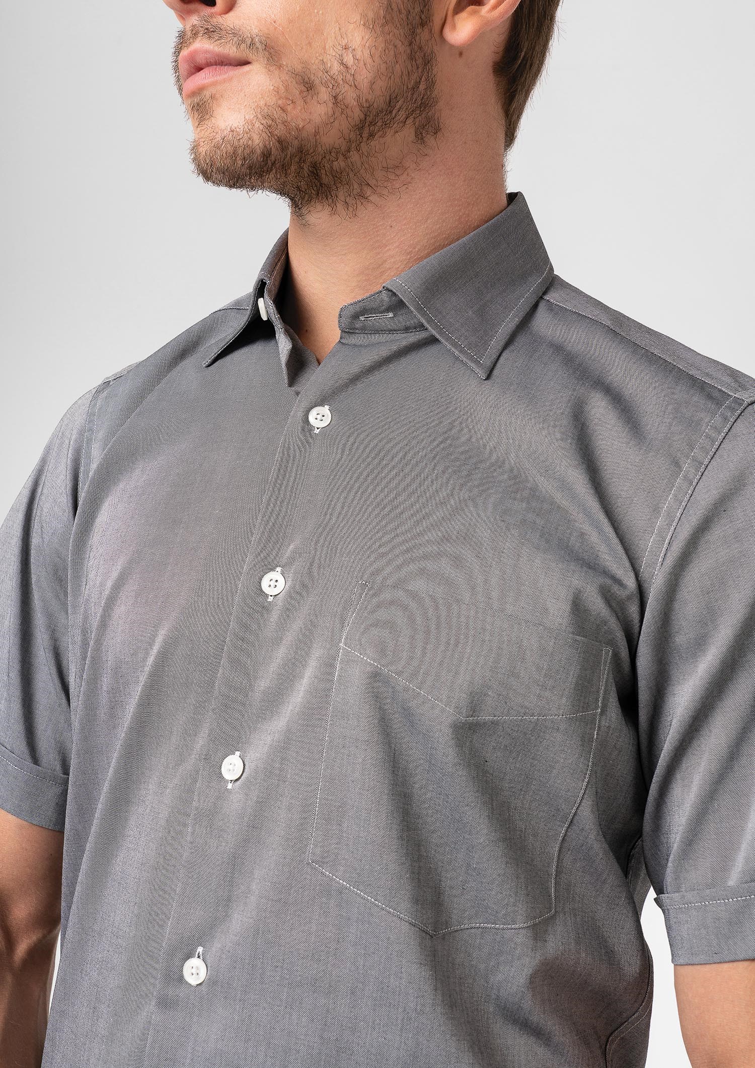 Oxford Men's Short Sleeve Shirt - silver grey
