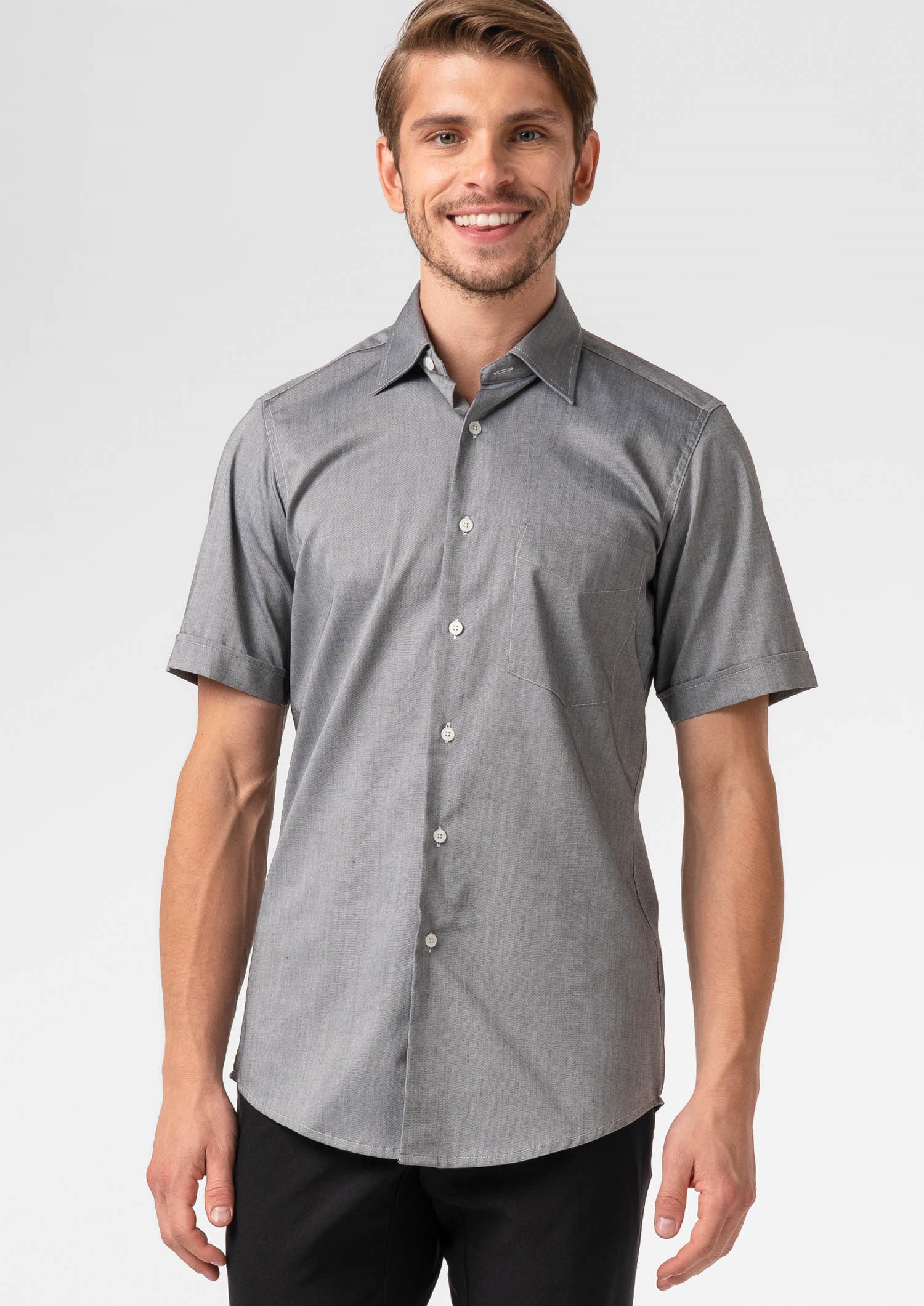 Oxford Men's Short Sleeve Shirt - silver grey