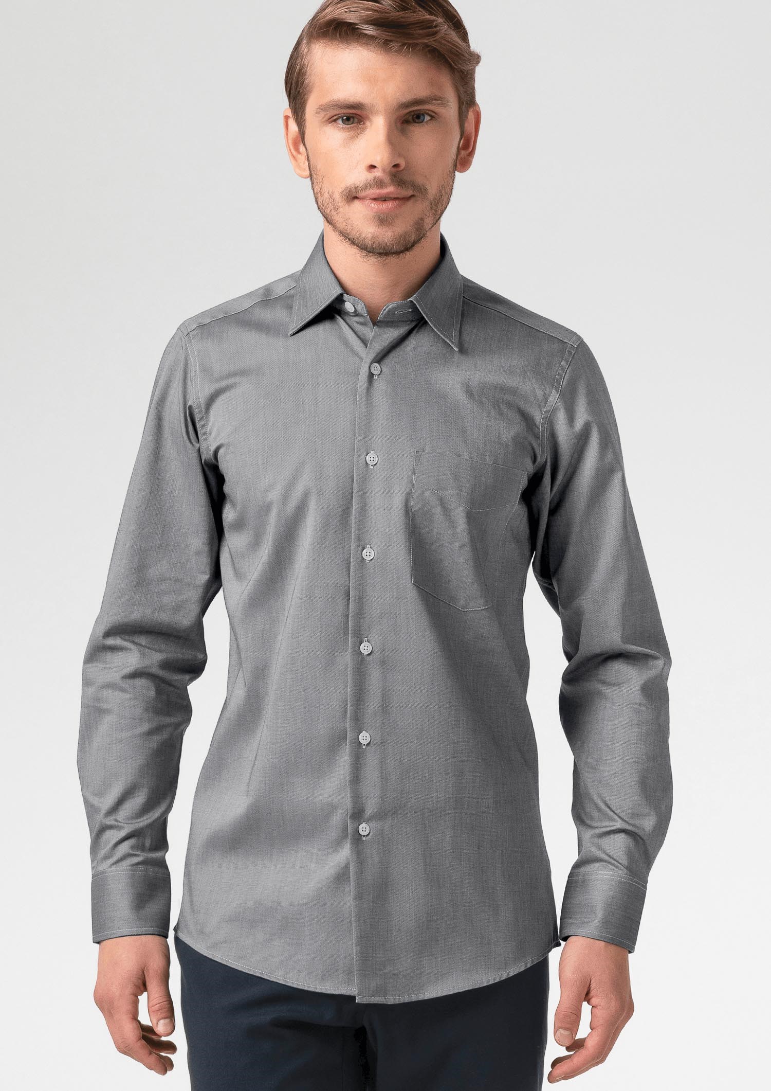 Oxford Men's Long Sleeve Shirt - silver grey