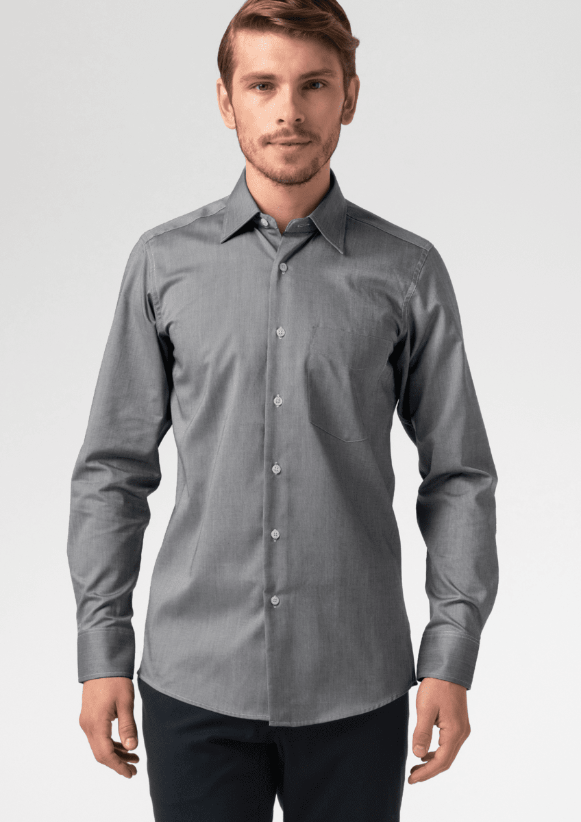 Oxford Men's Long Sleeve Shirt - silver grey