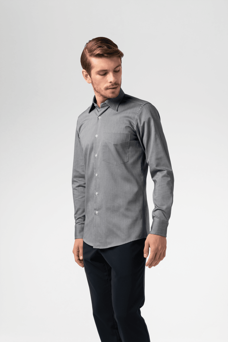 Oxford Men's Long Sleeve Shirt - silver grey