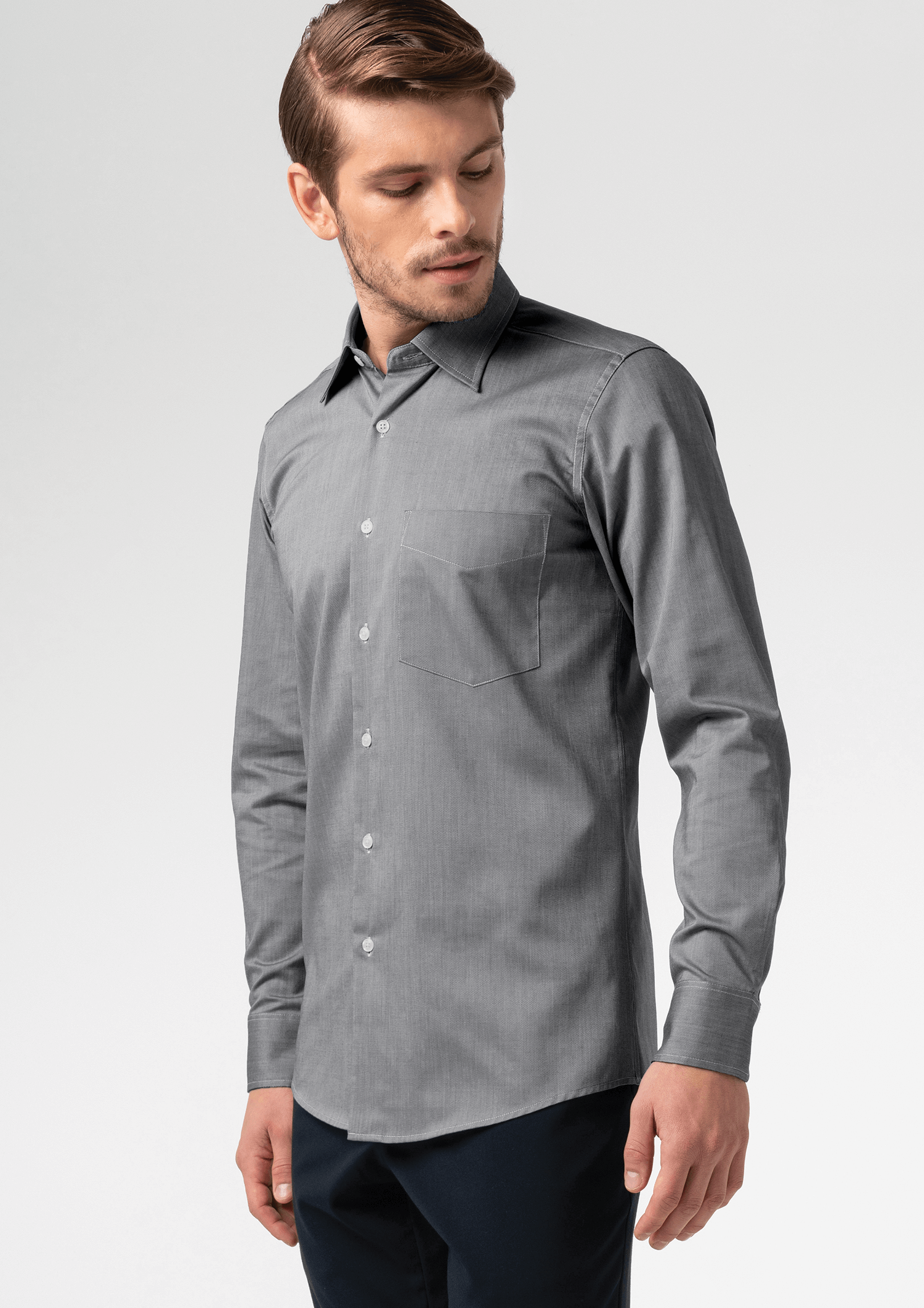 Oxford Men's Long Sleeve Shirt - silver grey