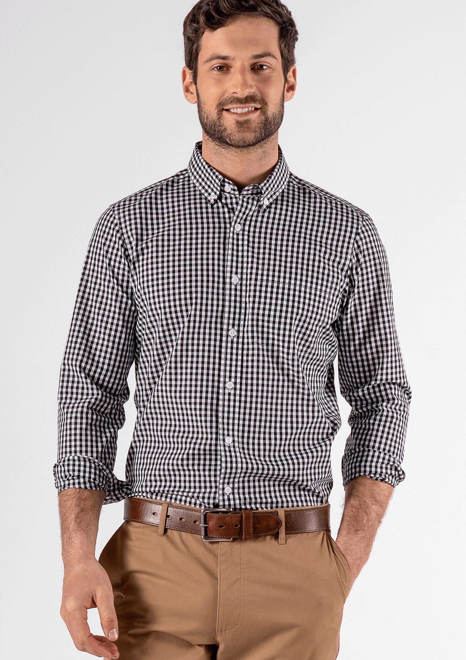 Gloucester Men's Long Sleeve Shirt - black/white