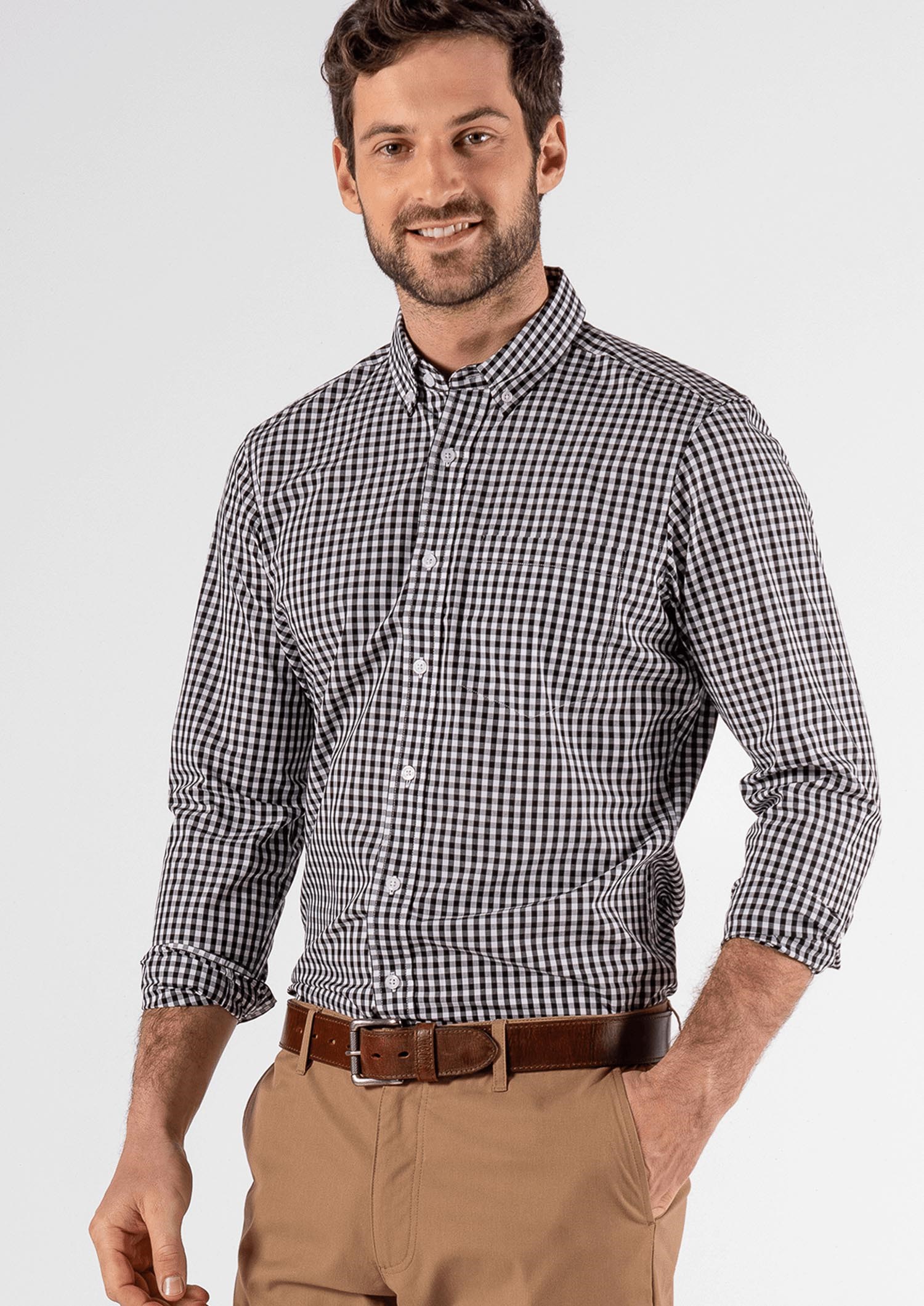 Gloucester Men's Long Sleeve Shirt - black/white