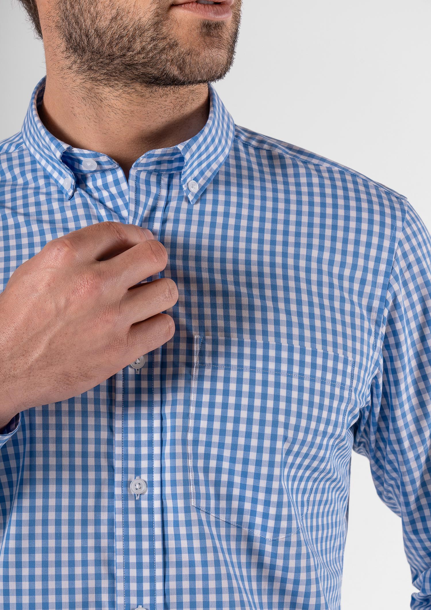 Gloucester Men's Long Sleeve Shirt - light blue/white
