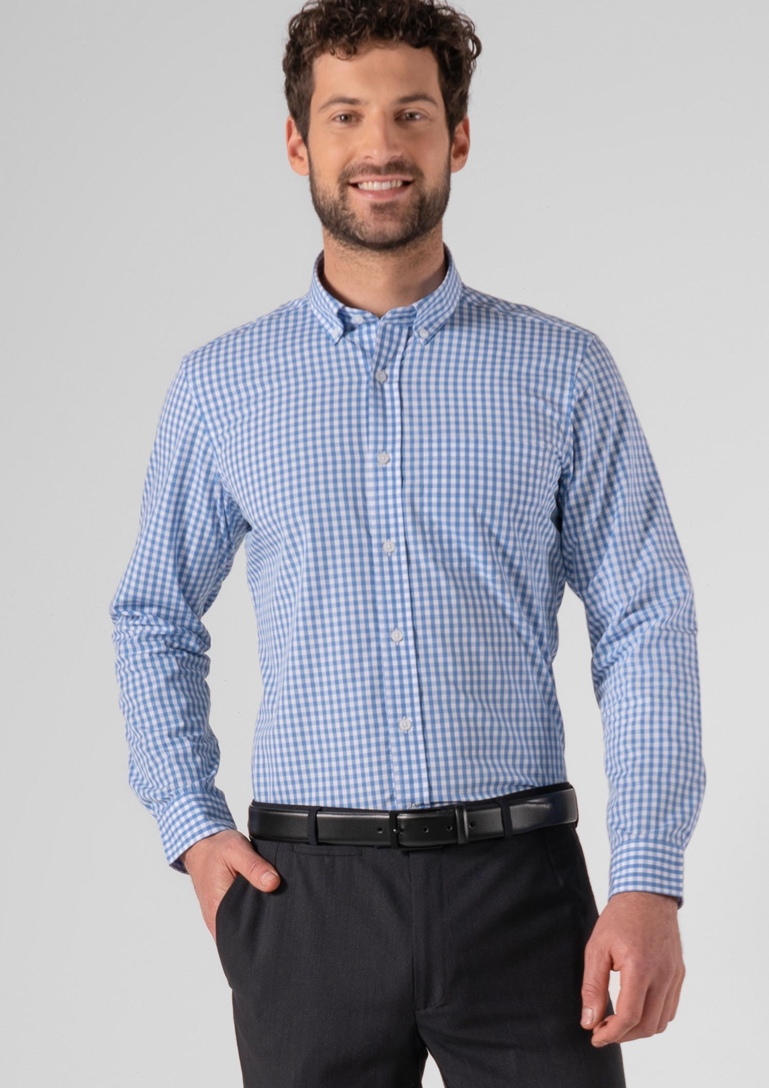 Gloucester Men's Long Sleeve Shirt - light blue/white