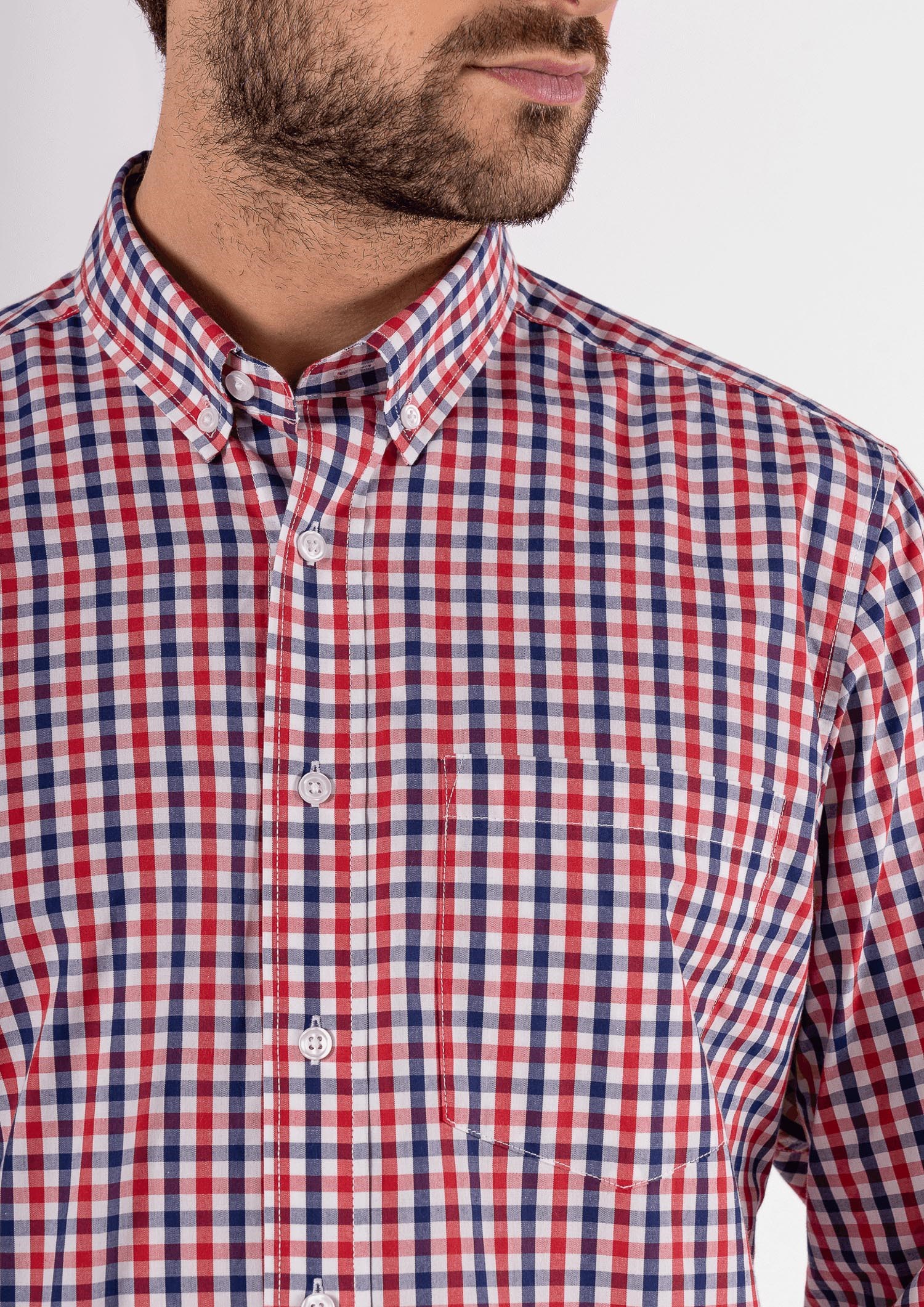 Gloucester Men's Long Sleeve Shirt - red/navy/white