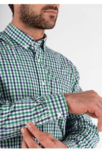 Gloucester Men's Long Sleeve Shirt - green/navy/white