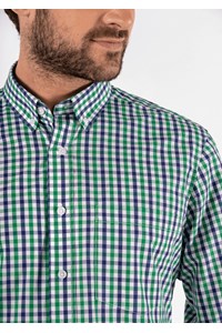 Gloucester Men's Long Sleeve Shirt - green/navy/white